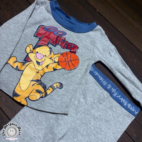 Vintage 90s/00s Walt Disney Tigger Basketball Pajama Set Pooh & Friends (2T) - Picture 3 of 6